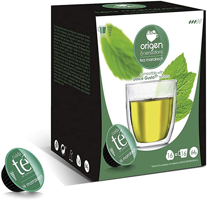 Dolce Gusto Compatible pods | 2 x 16 Capsules Green Tea , Marrakesh Style Mint Tea, Fruit Tea | Tea pods | 64 Capsules