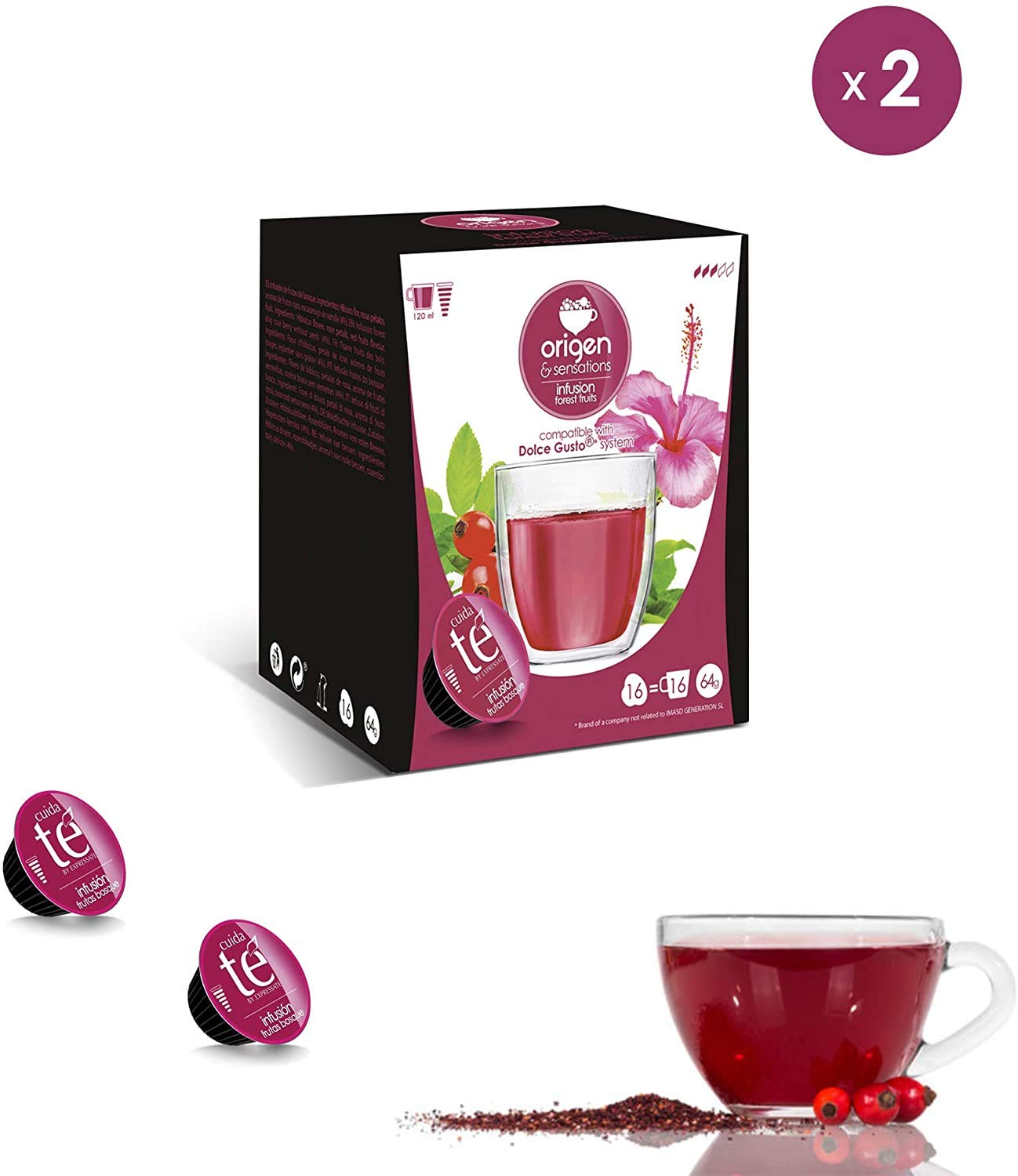 Dolce Gusto Compatible pods | 2 x 16 Capsules Green Tea , Marrakesh Style Mint Tea, Fruit Tea | Tea pods | 64 Capsules