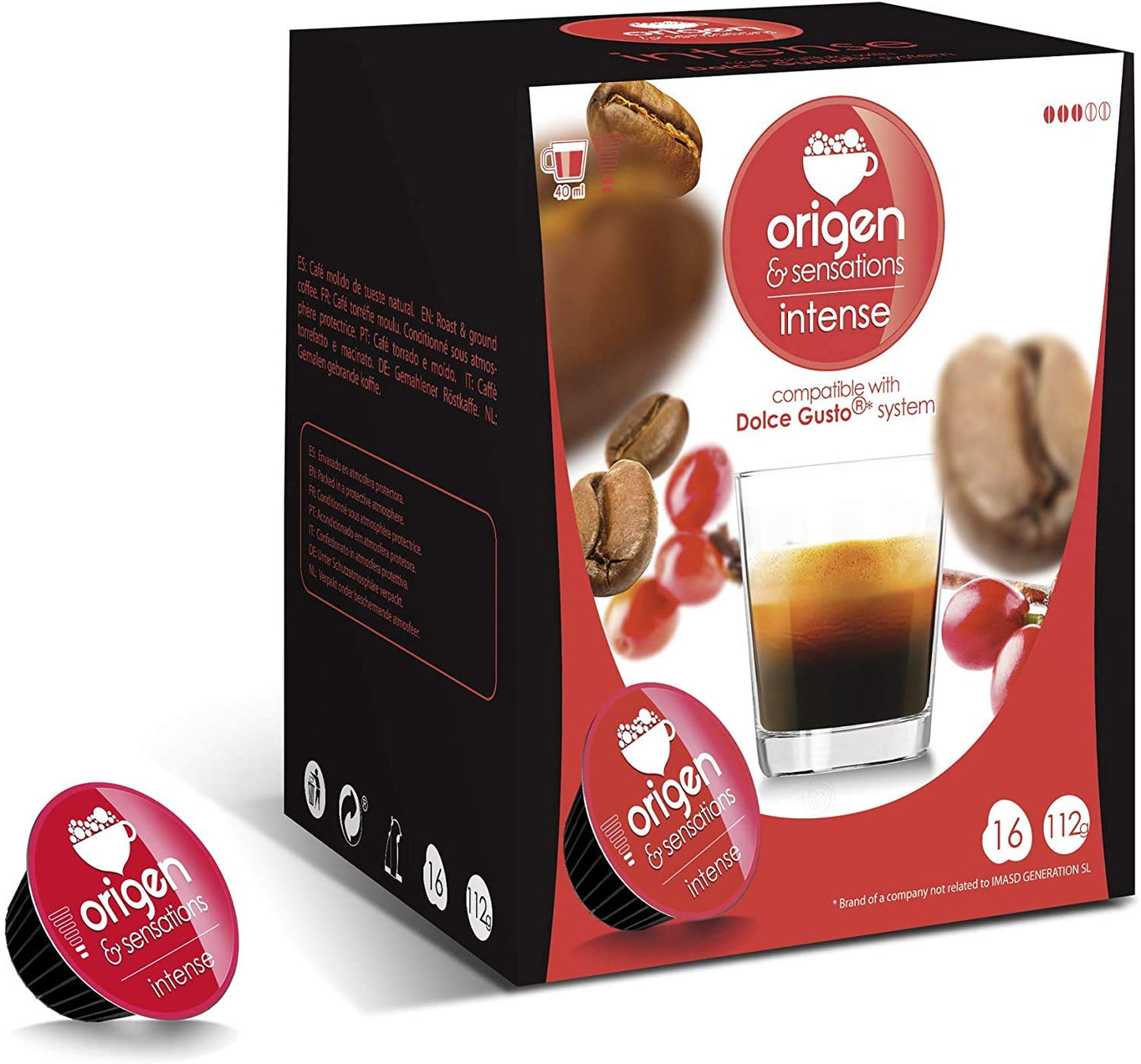 Dolce Gusto Compatible Coffee pods | 1 x 16 Decaf Coffee pods | 1 x 16 Intense | 1 x 16 Colombia | 1 x 16 Lungo | 64 Capsules