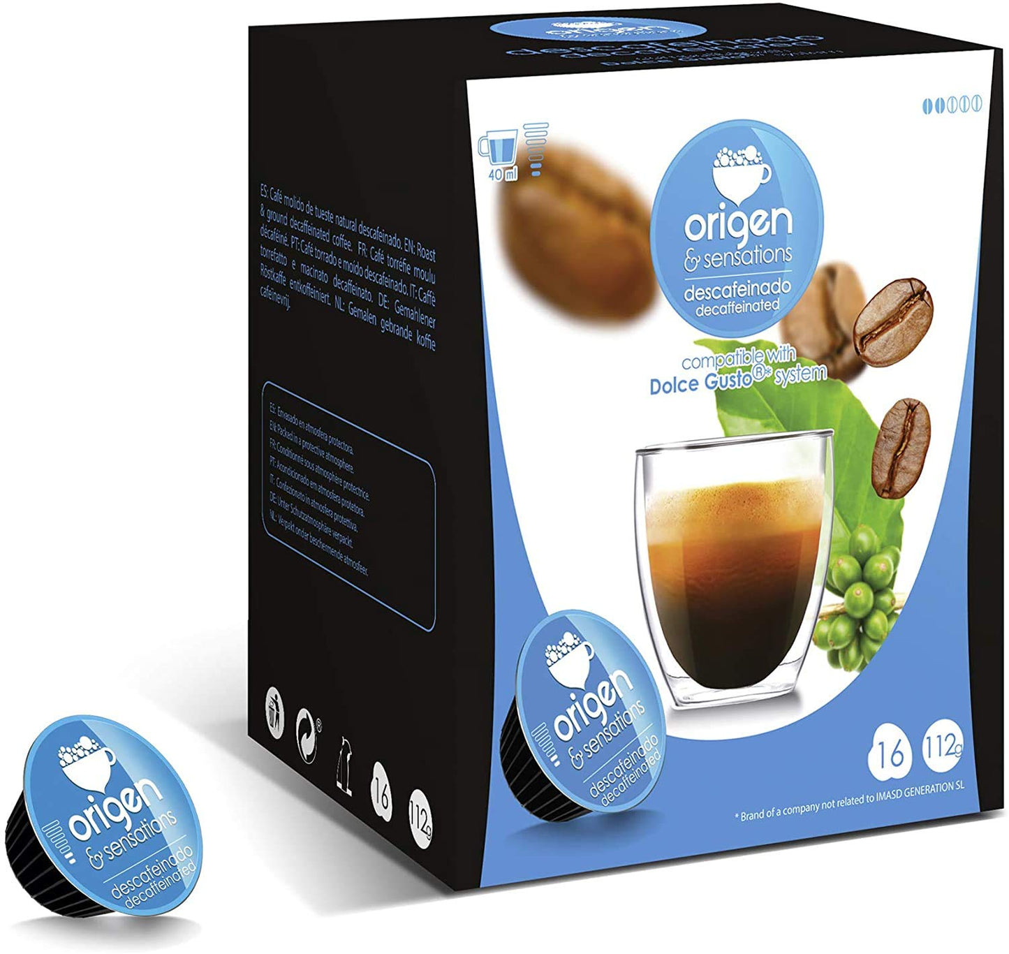 Dolce Gusto Compatible Coffee pods | 1 x 16 Decaf Coffee pods | 1 x 16 Intense | 1 x 16 Colombia | 1 x 16 Lungo | 64 Capsules