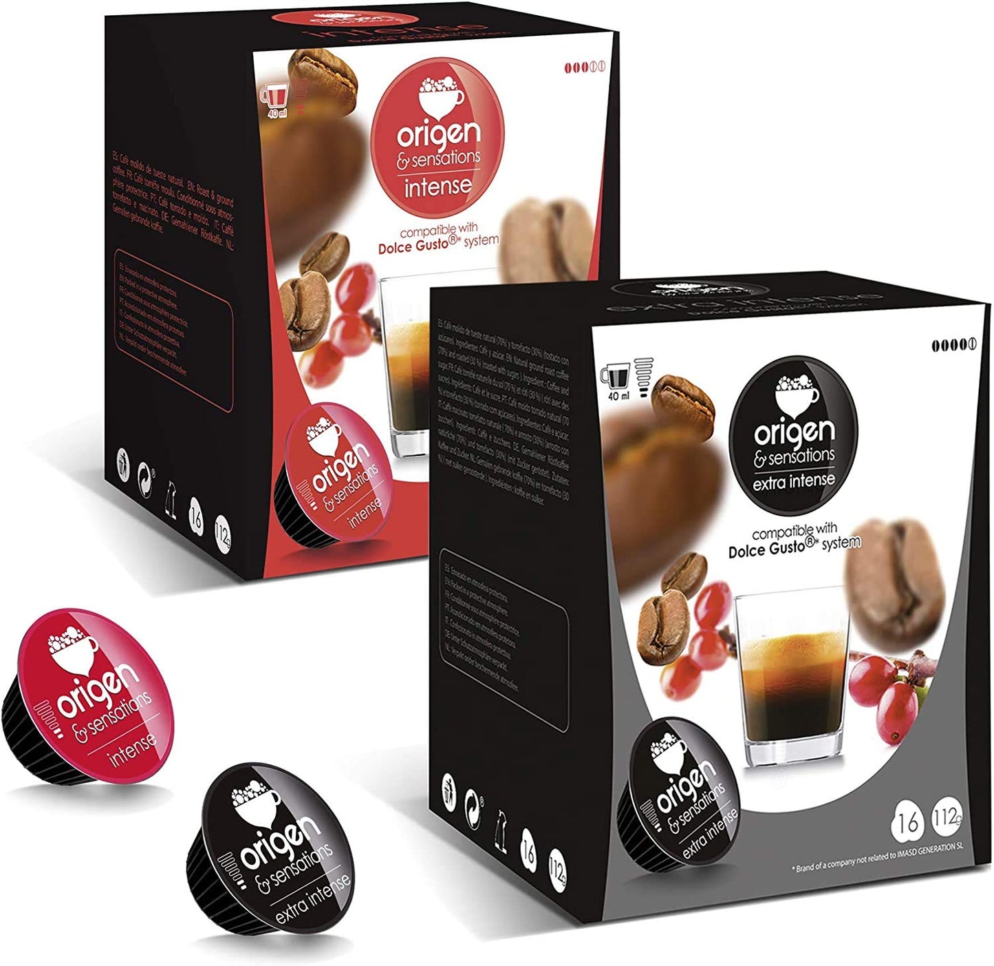 Dolce Gusto Compatible Coffee pods | 2 x 16 Intense | 2 x 16 Extra Intense | Strong Espresso Coffee pods for Dolce Gusto | 64 Capsules